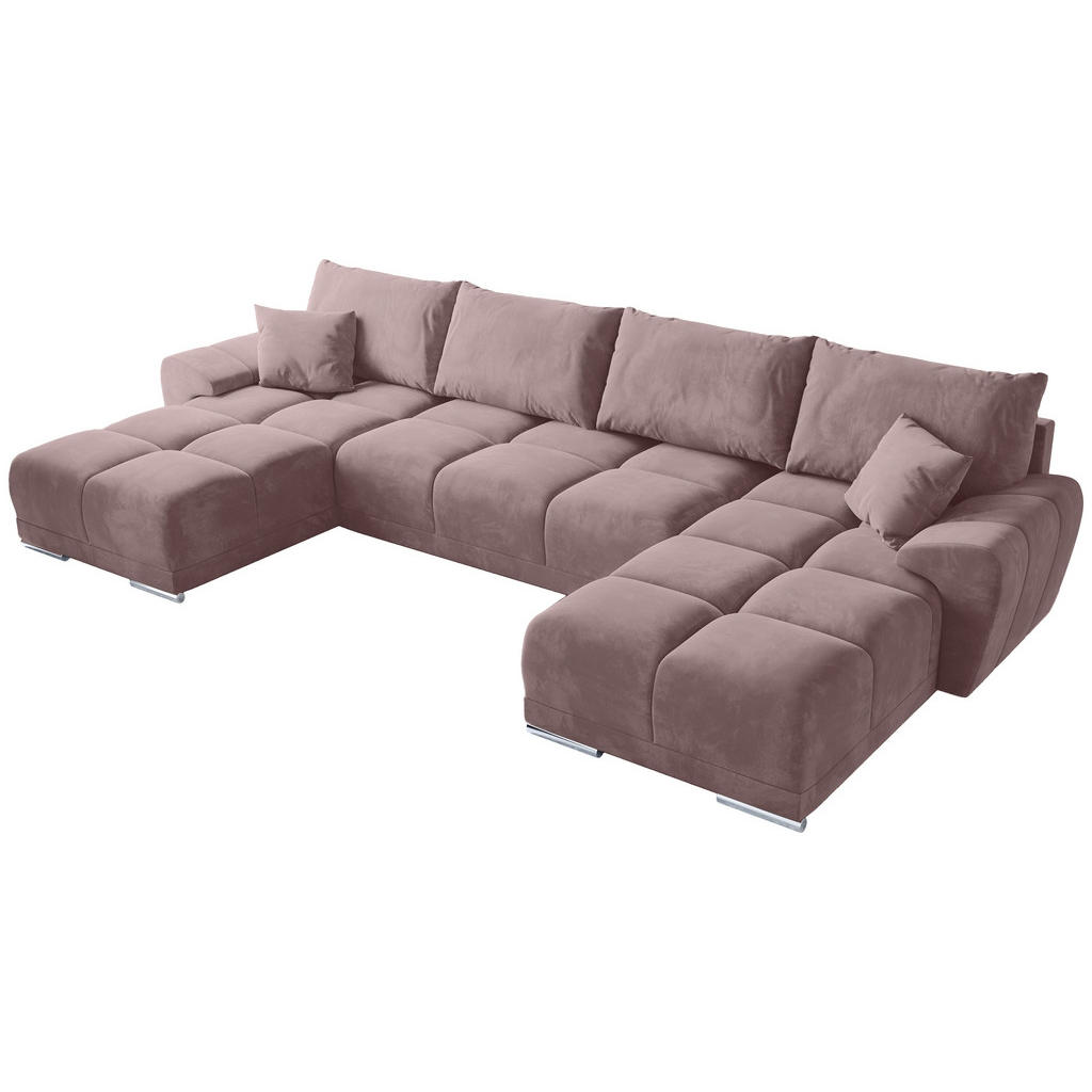 Bromarkt Wohnlandschaft, Rosa, Textil, 5-Sitzer, U-Form, 372x85x184 cm, Wohnzimmer, Sofas & Couches, Wohnlandschaften, Wohnlandschaften in U-Form von Bromarkt