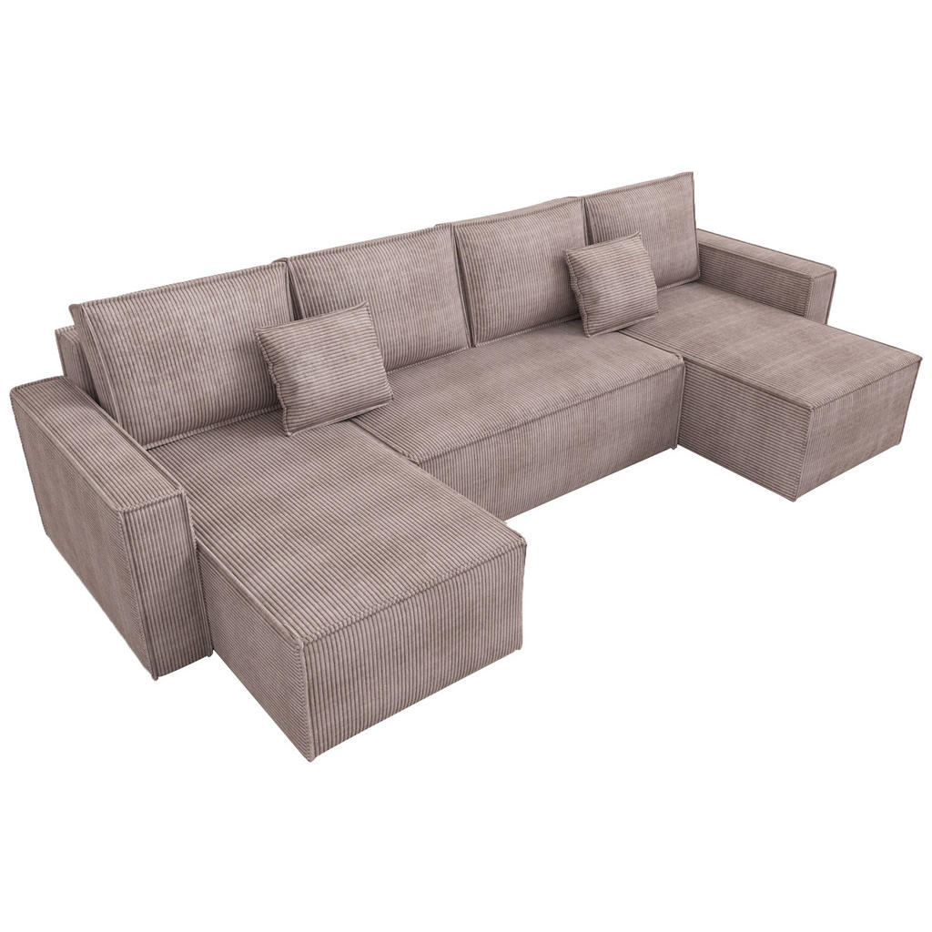 Bromarkt Wohnlandschaft, Rosa, Textil, 5-Sitzer, U-Form, 310x80x141 cm, Wohnzimmer, Sofas & Couches, Wohnlandschaften, Wohnlandschaften in U-Form von Bromarkt