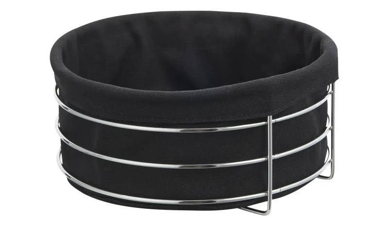 KHG Brotkorb   ¦ schwarz ¦ Edelstahl,Textil ¦ Maße (cm): B: 23 H: 10,7  Ø: 23.5 Küchenzubehör & Helfer > Brotkörbe - Möbel Kraft