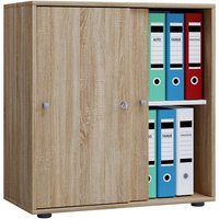 Büroschrank Lona L mit Schiebetüren Eiche Sonoma Nachbildung weiß B/H/T: ca. 70x74x37 cm von VCM Möbel