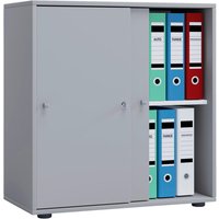 Büroschrank Lona L mit Schiebetüren grau weiß B/H/T: ca. 70x74x37 cm von VCM Möbel