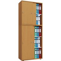 Büroschrank Lona XXL mit Schiebetüren buche Nachbildung weiß B/H/T: ca. 70x184x37 cm von VCM Möbel