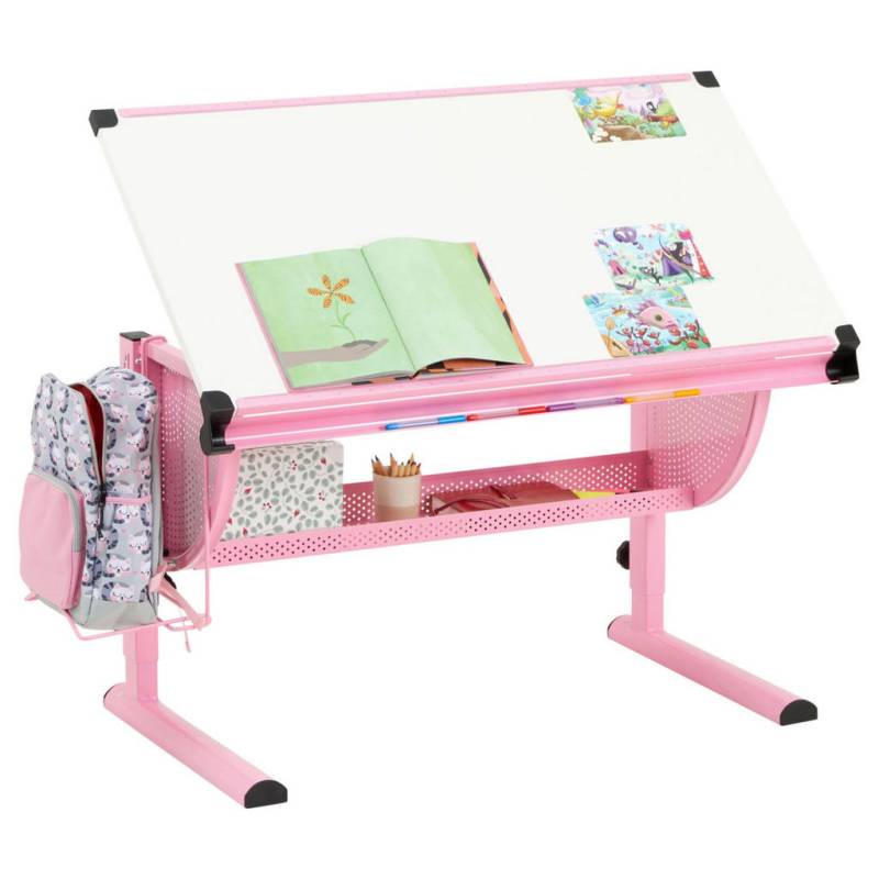 CARO-Möbel KINDERSCHREIBTISCH Weiß, Rosa