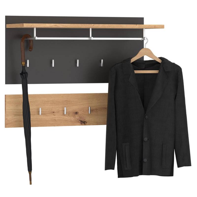 CARO-Möbel WANDGARDEROBE Dunkelgrau