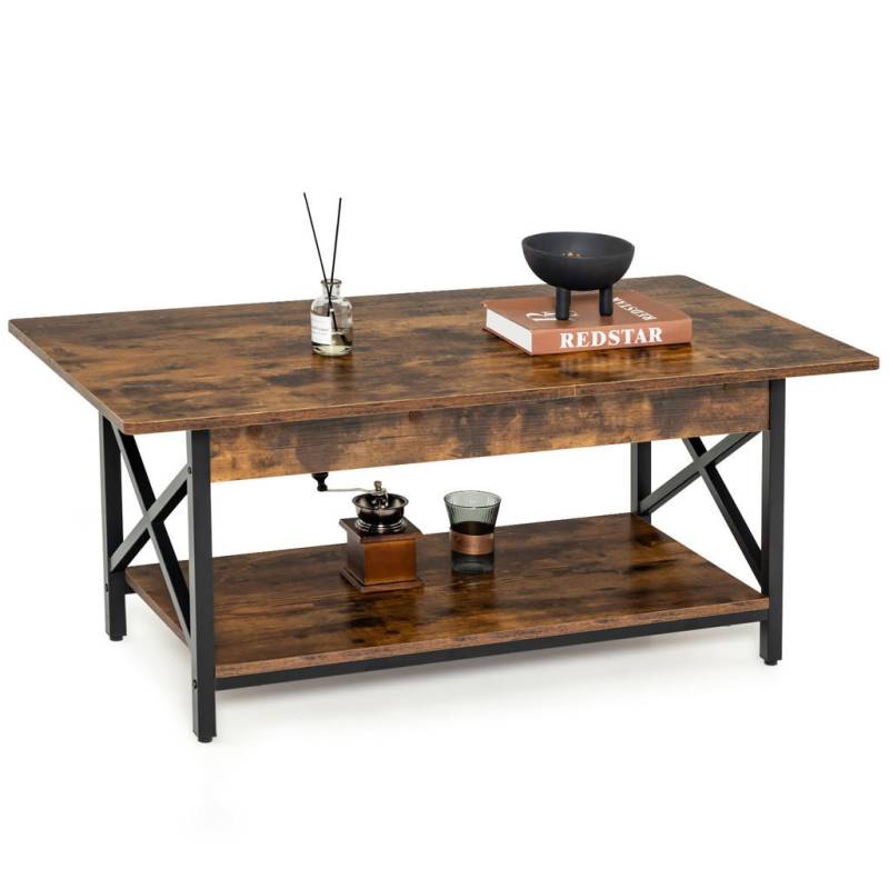 COSTWAY COUCHTISCH Braun