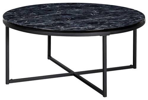 Couchtisch Marmoroptik ca. 80x36 cm Gestell Schwarz