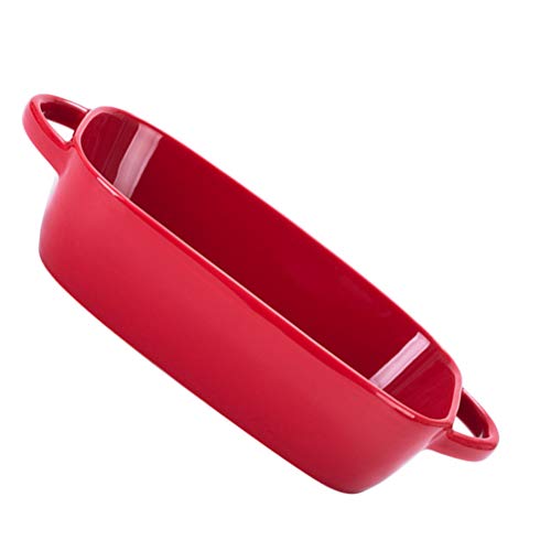 Cabilock Cheesecake Pans Lasagne Dish with Handles - Ceramic Oven Cooking Dishes for Oven Ceramic Baking Pan Lasagna Casserole Pan Individual Bakeware (Red) Cheesecake Pan