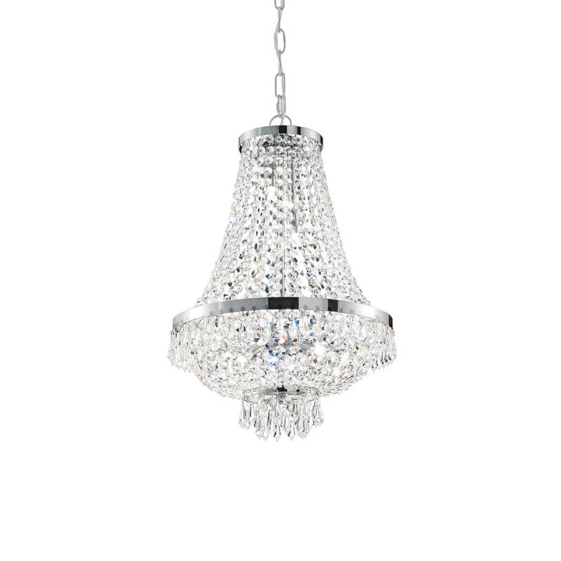 Caesar Kristallglas Korbleuchter SP6 Pendelleuchte, Chrom, Ø: 38 cm