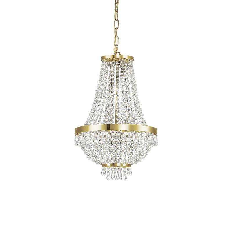 Caesar Kristallglas Korbleuchter SP6 Pendelleuchte, Gold, Ø: 38 cm