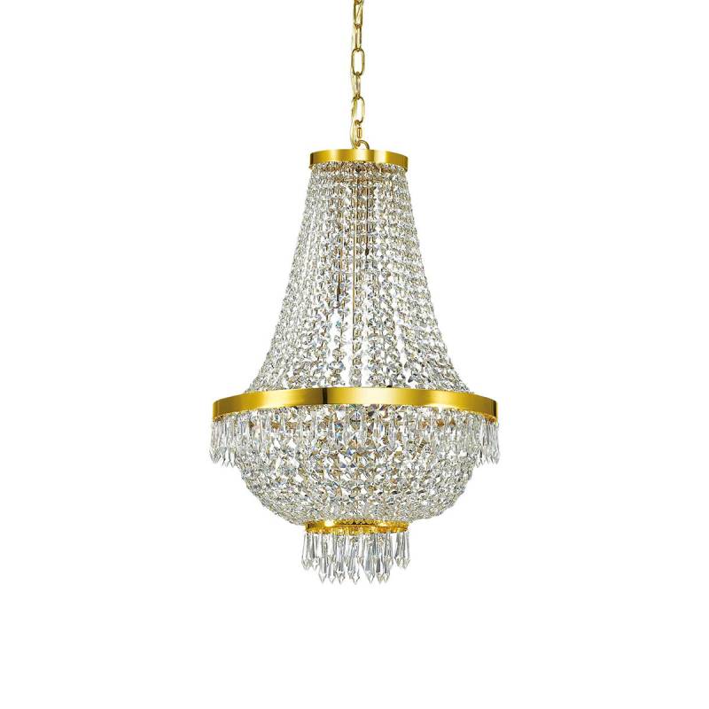 Caesar Kristallglas Korbleuchter SP9 Pendelleuchte, Gold, Ø: 45 cm