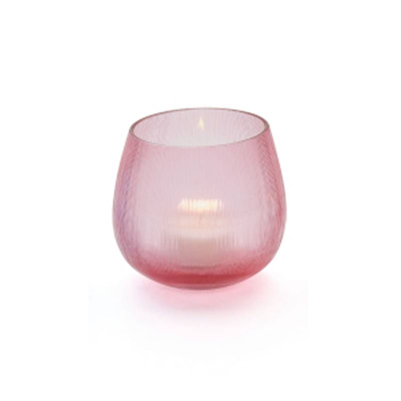 Capy Teelichthalter, handgeschliffen, rosé, H: 8 cm