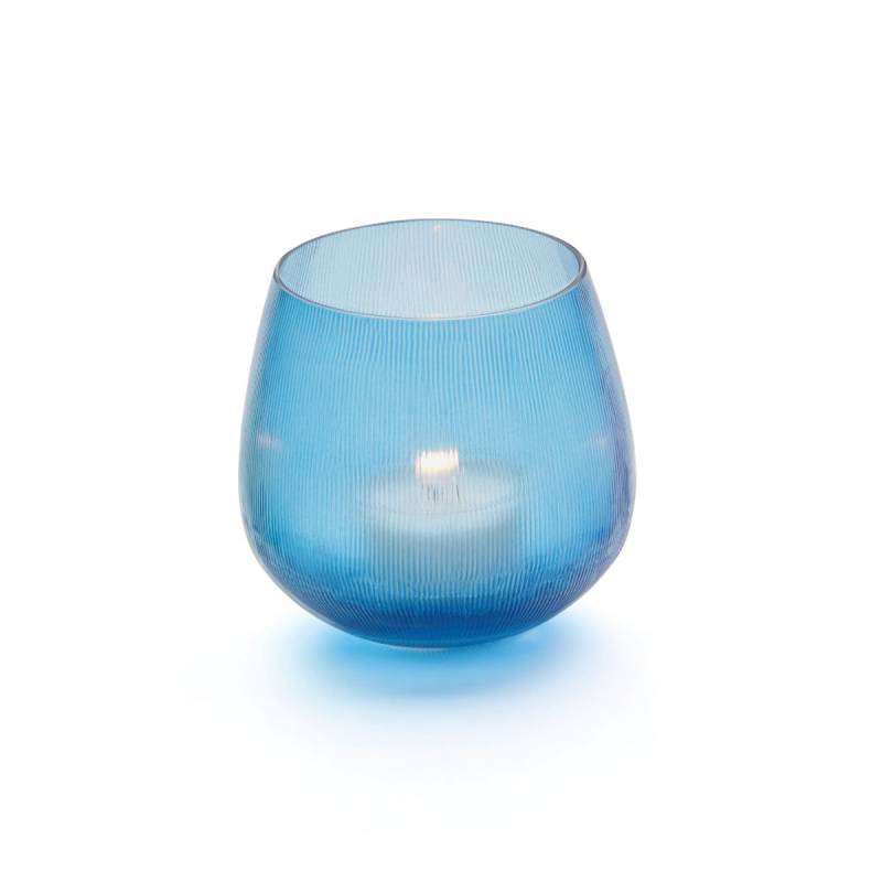 Capy Teelichthalter, handgeschliffen, royalblau, H: 8 cm