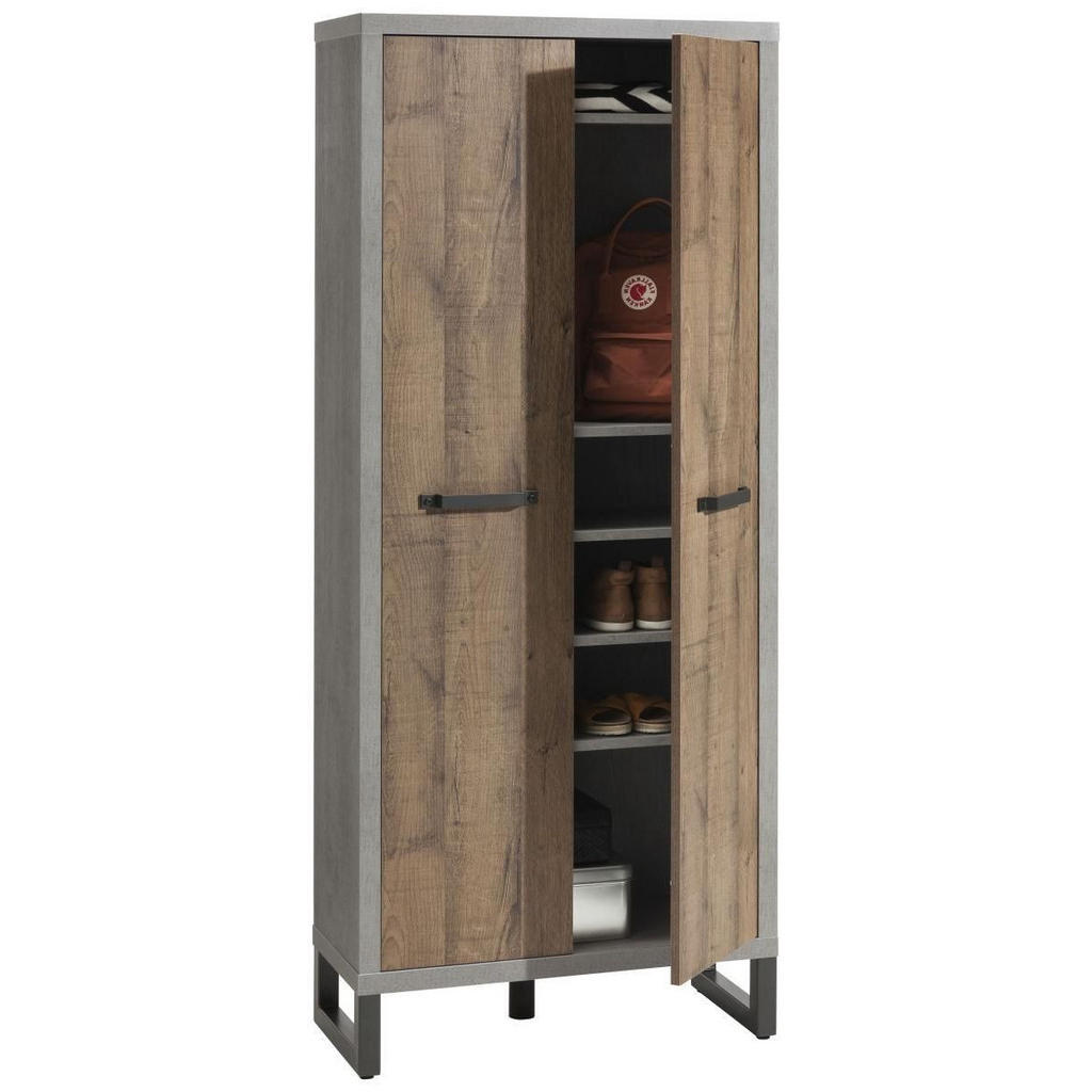 Carryhome GARDEROBENSCHRANK Grau, Eiche, Dunkelgrau