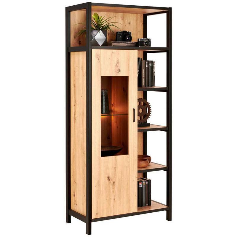 Carryhome VITRINE Anthrazit, Eiche