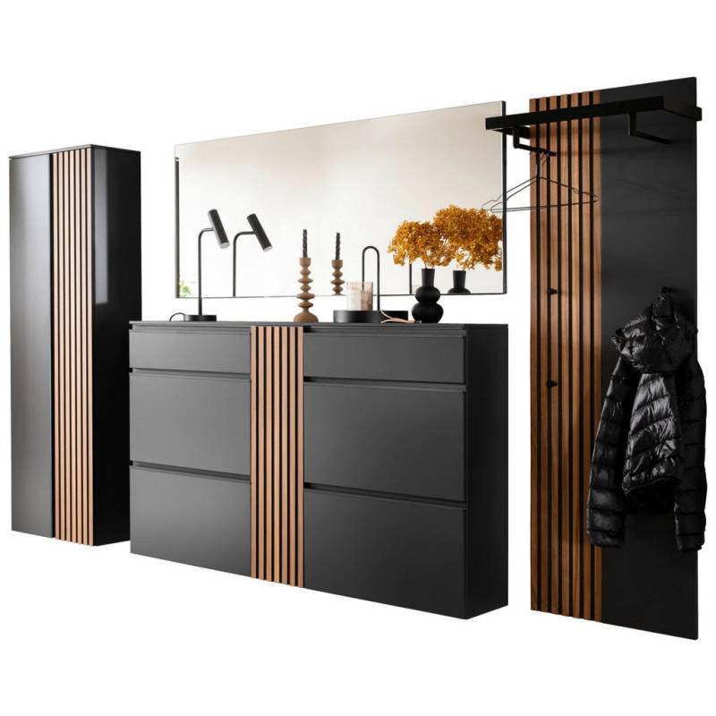 Moderano GARDEROBE Anthrazit, Nussbaum