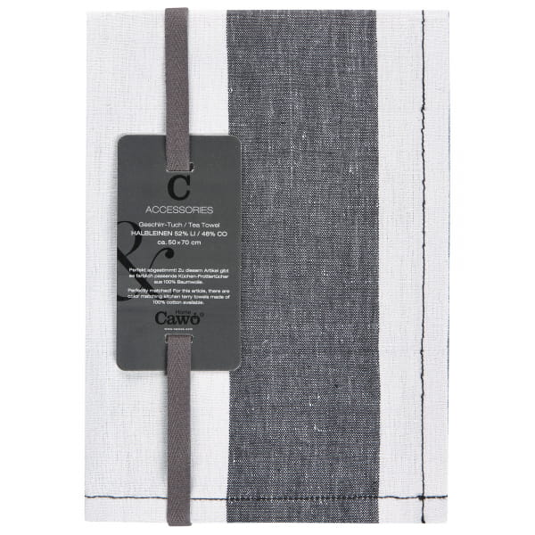 Cawö Cuisine Zoom Blockstreifen 120 - Geschirrtuch 50x70 cm - Farbe: schwarz - 97