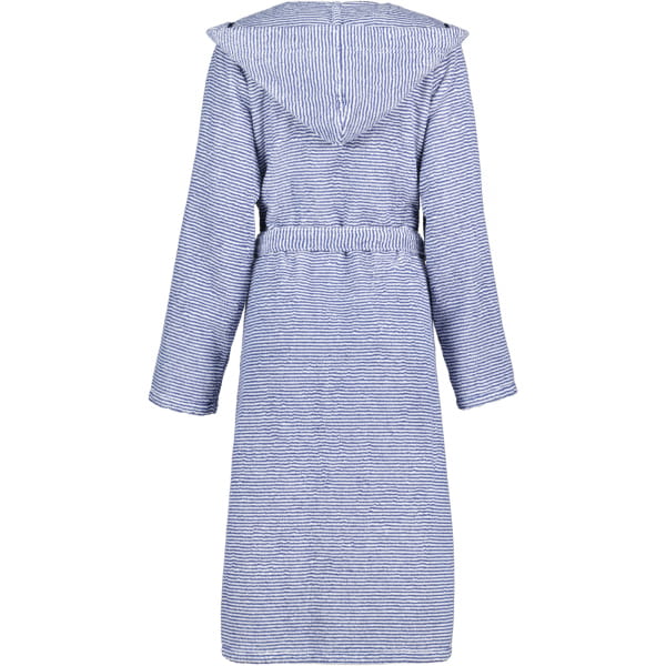 Cawö Damen Bademantel 3336 Kapuze - Farbe: navy-weiß - 16 - S