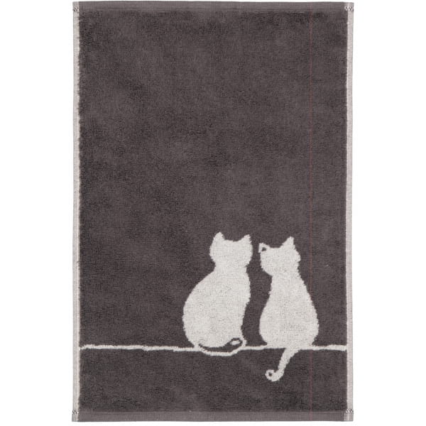 Cawö Handtücher CUTE CATS EDITION You & Me 6263 - Farbe: basalt/platin - 77 - Gästetuch 30x50 cm