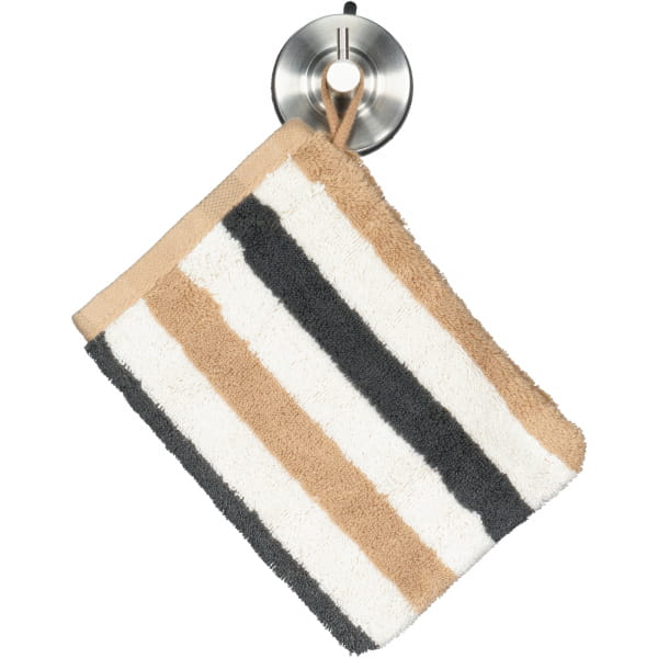 Cawö Handtücher Coast Stripes 6213 - Farbe: anthrazit-natur - 37 - Waschhandschuh 16x22 cm