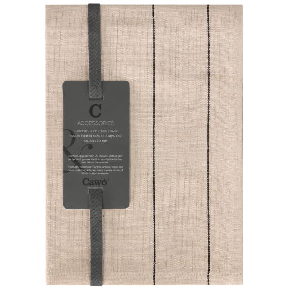 Cawö Home Geschirrtücher Cuisine Nature Streifen 532 - Farbe: leinen - 30 - 50x70 cm