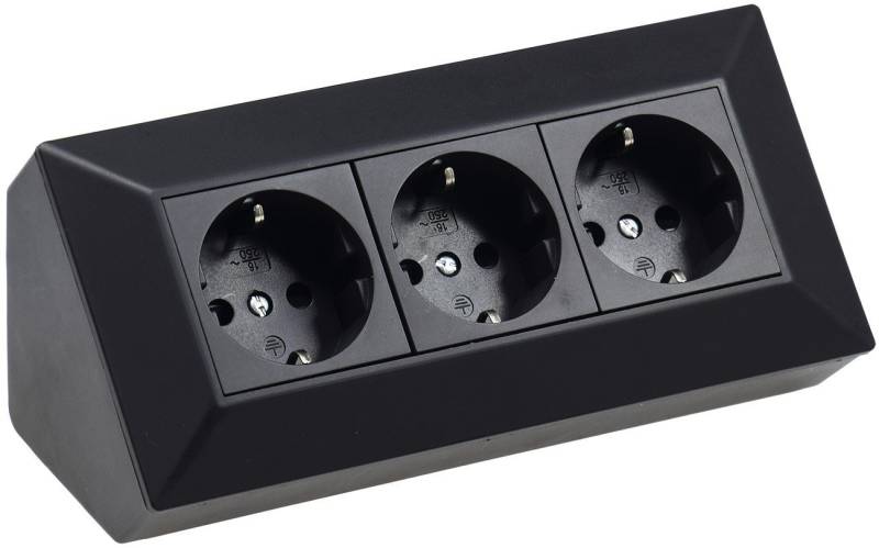 ChiliTec 3-fach Steckdosenblock, schwarz Mehrfachsteckdose von ChiliTec