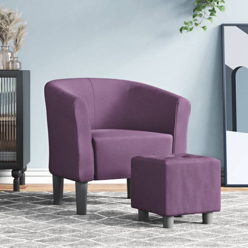 Clubsessel mit Fußhocker Lila Stoff Braun 1 Mit Fußhocker