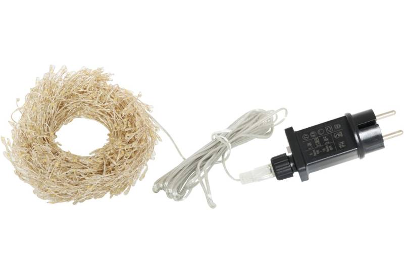Cluster Silberdraht Lichterkette 960 LED's Timer netzbetrieben IP44