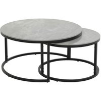 Couchtisch 2er Set Marmoroptik Grau / Schwarz