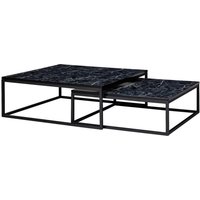 Couchtisch 2er-Set. schwarz Marmor Optik schwarz lackiert von Wohnling