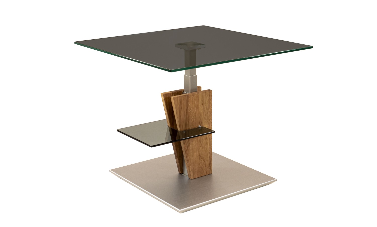 Couchtisch Beistelltisch Glas, Holz und Metall  70x70 cm