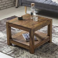 Couchtisch Massiv-Holz Sheesham Wohnzimmer-Tisch Design dunkel-braun Landhaus-Stil Beistelltisch B/H/T ca. 60/45/60cm