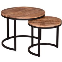 Couchtisch-Set IRON / Mango Massiv - Metall