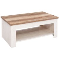 Couchtisch inkl hochklappbarer Tischplatte Duro von Forte Pinia Weiß / Eiche Antik