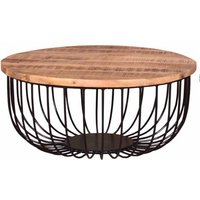 Couchtisch rund ca. 80 cm Gestell offen IRON / Mango Massiv - Metall