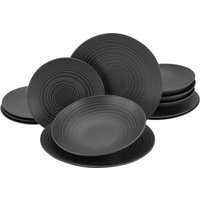 CreaTable Tafelservice Lava Stone schwarz Keramik 12 tlg. von CreaTable
