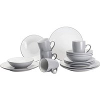 CreaTable Kombiservice Cool Grey grau Porzellan 16 tlg. von CreaTable