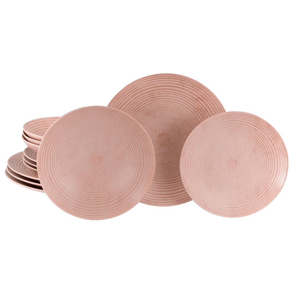 Creatable Tafelservice Catania Peach, Rosa, Keramik, 12-teilig, lebensmittelecht, stapelbar, Essen & Trinken, Geschirr, Geschirr-Sets, Tafelservice von Creatable
