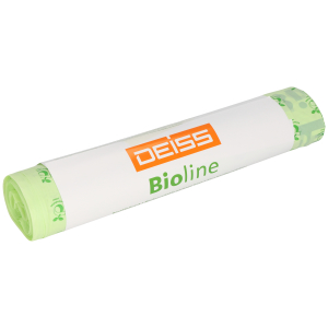 DEISS BIOLINE Bioabfallsäcke 200 Liter ecovio® Biokunststoff, Müllsäcke aus nachwachsenden Rohstoffen, Maße (B+B x L): 500+450 x 1250 mm, 1 Karton = 20 Rollen = 100 Säcke