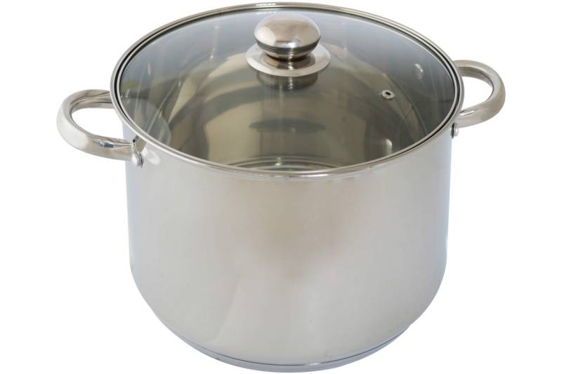DESKI Großraumtopf Edelstahl 10 Ltr. mit Glasdeckel Kochtopf