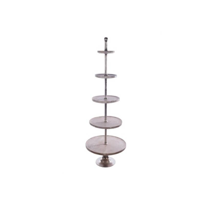 DIJK - Etagere - 5-stöckig - Höhe 76 cm - braun - Mangoholz-Aluminium