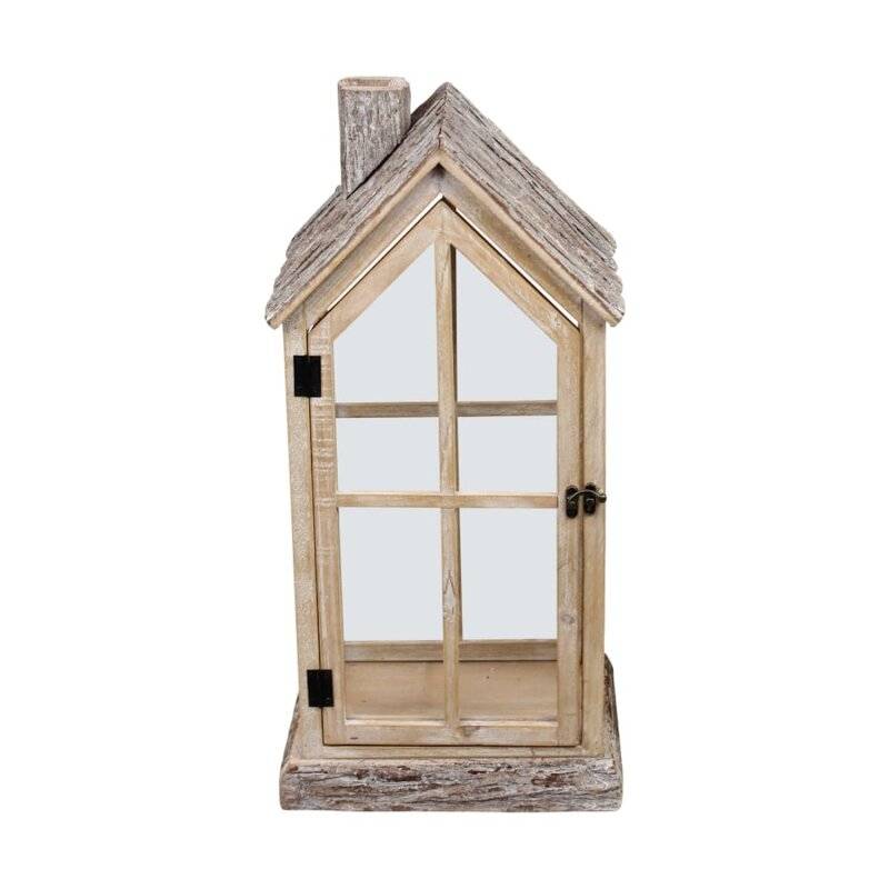 DIJK - Laternenhaus - mit Glas - Holz - 28 x 21 x 57 cm - natur