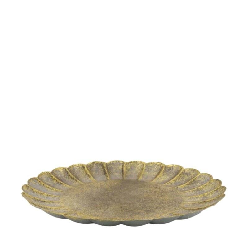 DIJK - Tablett - rund - Metall - 38 cm - Gold/Schwarz