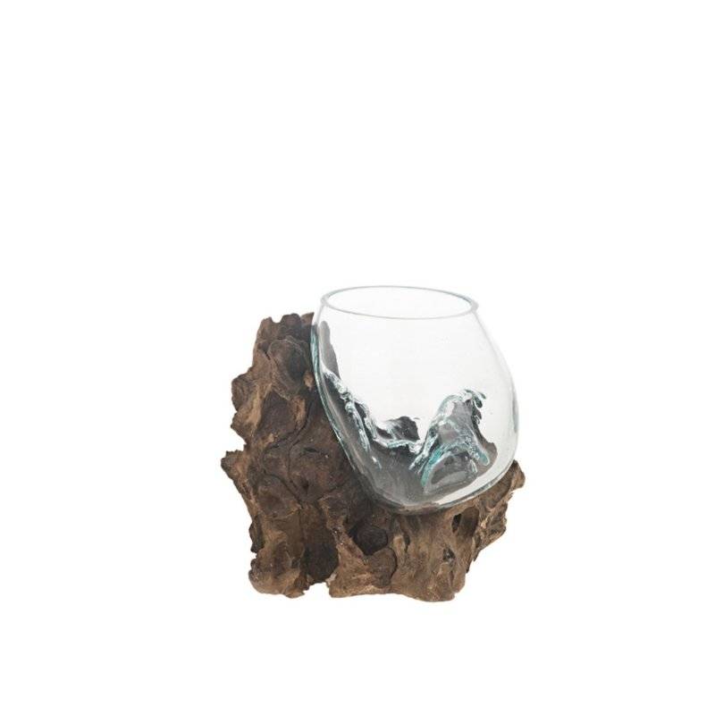 DIJK - Wurzel mit Glas - 18 cm - Natur