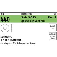 DIN 440-R/ISO 7094 Unterlegscheibe Stahl Form R 24mm galvanisch verzinkt 50 Stk DIN 440-R/ISO 7094 Unterlegscheibe Stahl Form R 24mm galvanisch verzinkt 50 Stk