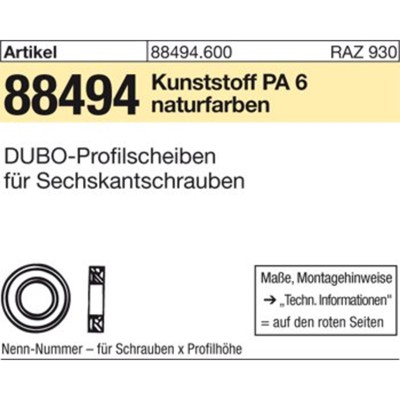 DUBO-Profilscheiben ART 88494 225 für Sechskantschrauben M 30 S DUBO-Profilscheiben ART 88494 225 für Sechskantschrauben M 30 S von Nobrand