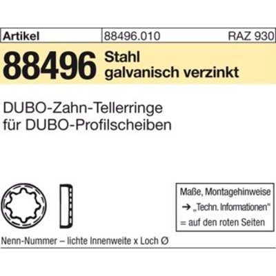 DUBO-Zahntellerringe ART 88496 Stahl galv. verzinkt, Typ Nr. 430 gal Zn S von Nobrand