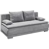 Dauerschläfer Schlafsofa mit Bettkasten 160x200 mit Topper Grau LUIGI