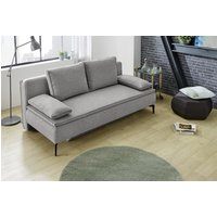Dauerschläfer Schlafsofa mit Bettkasten und Topper 200 cm breit Grau JONAS