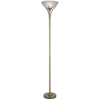 Deckenfluter Glas Metall 179 cm hoch E27 Messing Antik Weiß Deckenfluter Glas Metall 179 cm hoch E27 Messing Antik Weiß von Searchlight