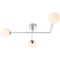 Deckenlampe Bad Glas Metall IP44 65 cm lang Chrom Weiß 3x G9 von Endon